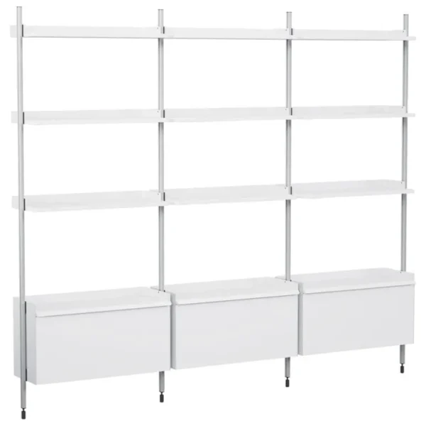 HAY Pier System 133 hylla, 3 kolumner, PS vit - aluminium