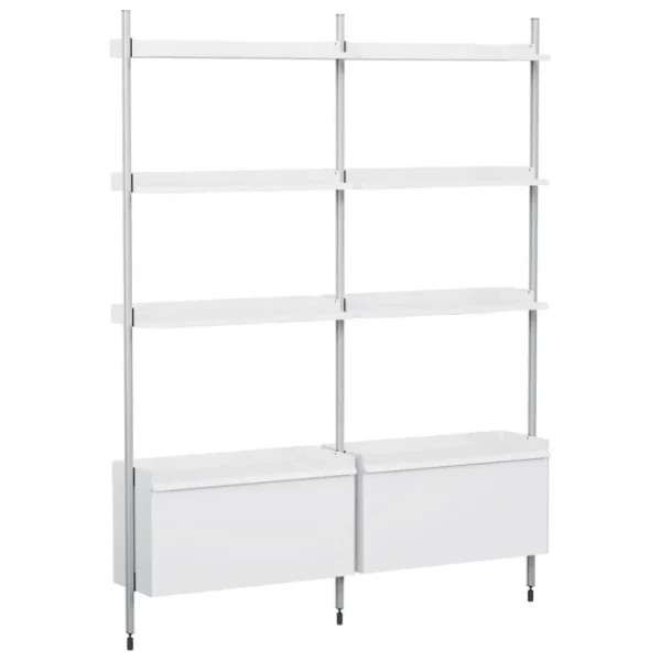 HAY Pier System 132 hylla, 2 kolumner, PS vit - aluminium