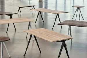 HAY Pyramid bord 02, 190 x 85 cm, beige - rökt ek