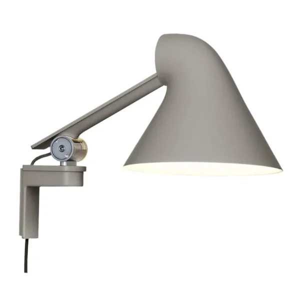 Louis Poulsen NJP vägglampa, kort arm, ljusgrå