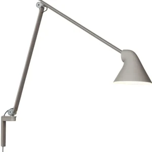 Louis Poulsen NJP vägglampa, lång arm, ljusgrå