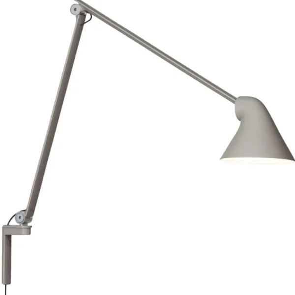 Louis Poulsen NJP vägglampa, lång arm, ljusgrå