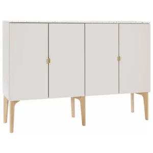 Lundia Fuuga sidobord, 128 cm, cashmere - Terrazzo - ek - mässing