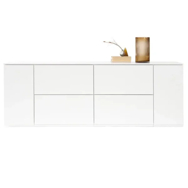 Lundia Fuuga sidobord, 192 cm, lådor och vertikala dörrar, vit