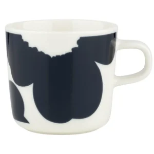 Marimekko Oiva - Iso Unikko, kaffekopp, 2 dl, vit - mörkblå