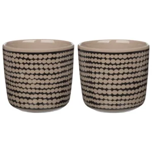 Marimekko Oiva - Räsymatto kopp utan handtag, 2 dl, 2-pack, terra - svart