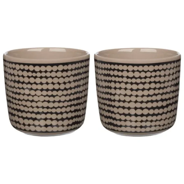 Marimekko Oiva - Räsymatto kopp utan handtag, 2 dl, 2-pack, terra - svart
