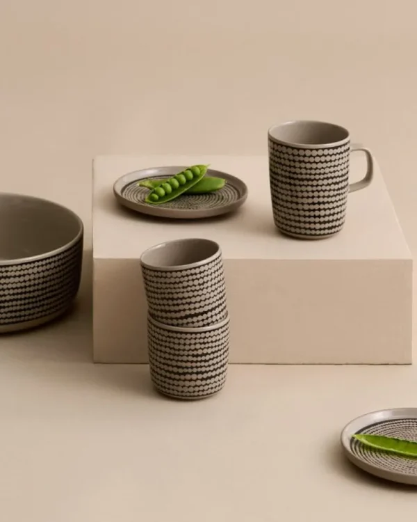 Marimekko Oiva - Räsymatto kopp utan handtag, 2 dl, 2-pack, terra - svart