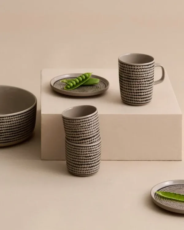 Marimekko Oiva - Räsymatto kopp utan handtag, 2 dl, 2-pack, terra - svart