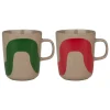 Marimekko Oiva - Seireeni mugg, 2,5 dl, 2 stycken, terra - grön - röd