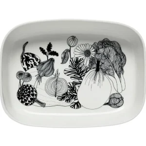 Marimekko Oiva - Siirtolapuutarha serveringsfat, vit - svart