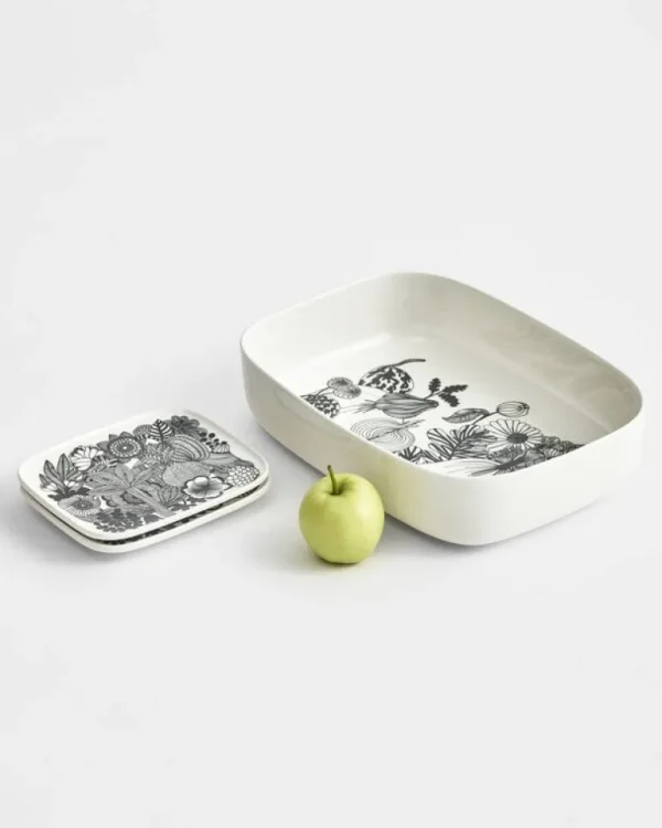 Marimekko Oiva - Siirtolapuutarha serveringsfat, vit - svart