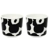 Marimekko Oiva - Unikko kaffekopp utan handtag, 2-pack, vit - svart