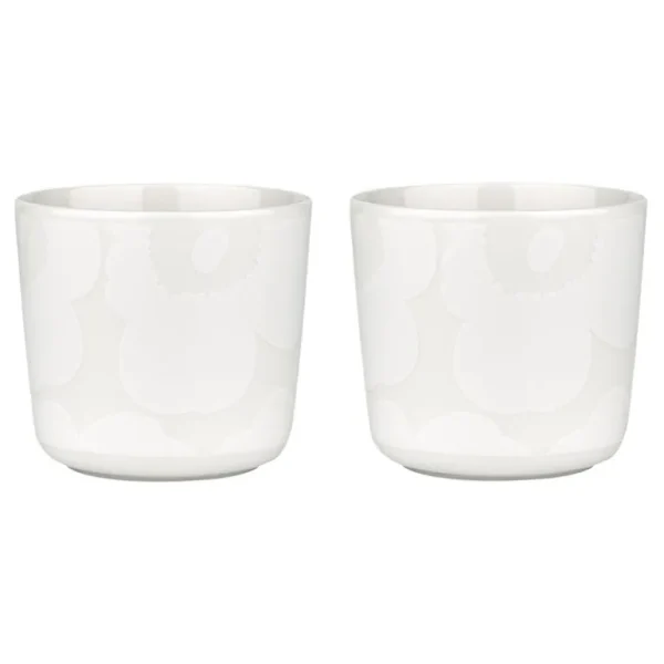 Marimekko Oiva - Unikko kaffekopp utan handtag, 2-pack, naturvit - vit