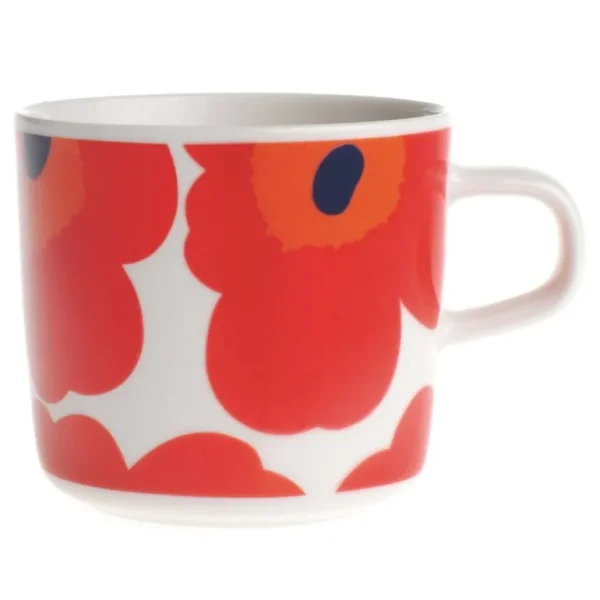 Marimekko Oiva - Unikko kaffekopp, 2 dl, vit - röd - blå