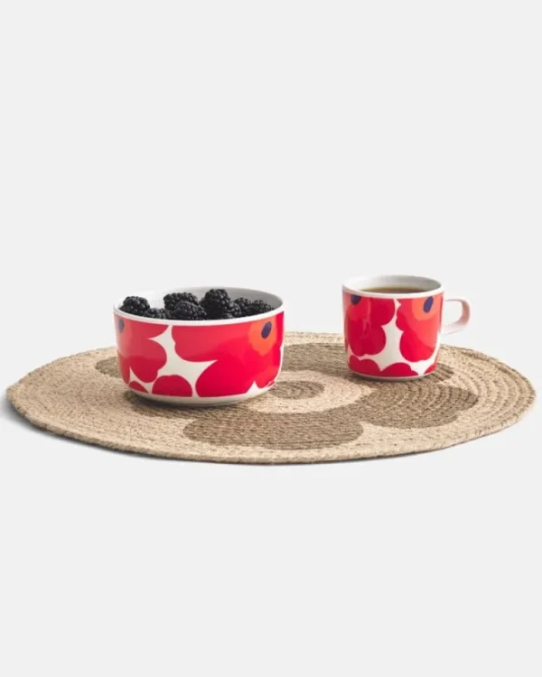 Marimekko Oiva - Unikko kaffekopp, 2 dl, vit - röd - blå