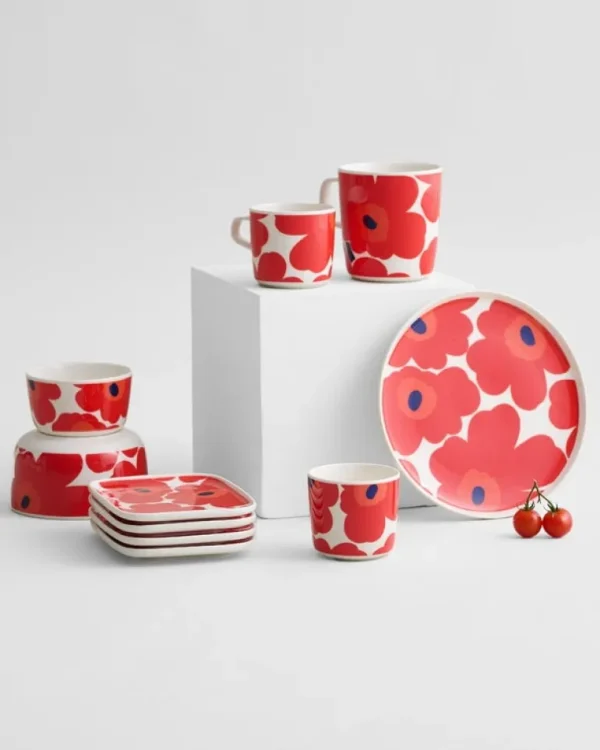 Marimekko Oiva - Unikko skål, 5 dl, vit - röd - blå