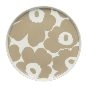 Marimekko Oiva - Unikko tallrik, 20 cm, vit - beige