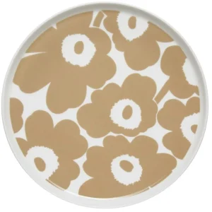 Marimekko Oiva - Unikko tallrik, 25 cm, vit - beige