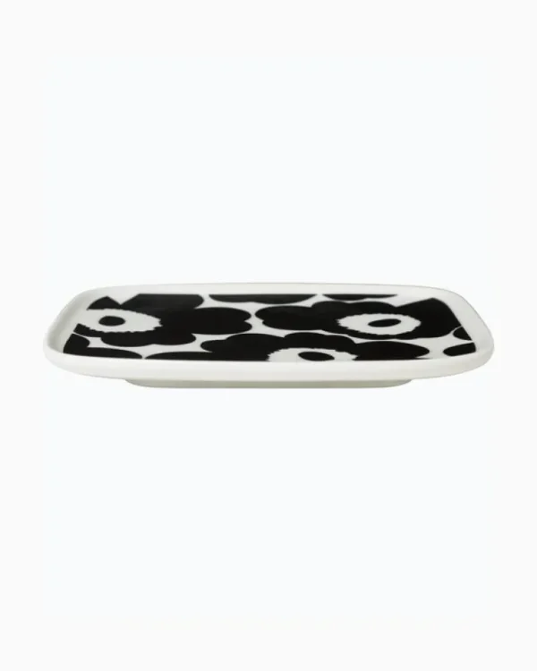 Marimekko Oiva - Unikko tallrik, 15 x 12 cm, vit - svart