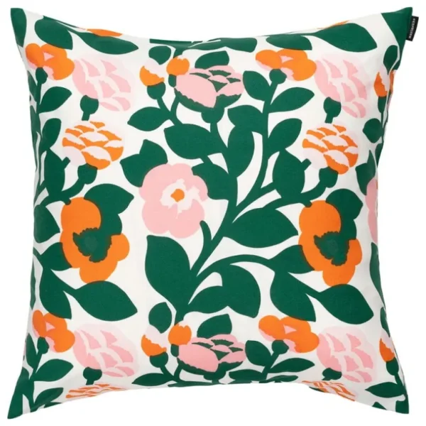 Marimekko Pieni Green Green kuddfodral, 50 x 50 cm, vit-grön-rosa-orange