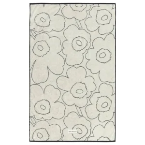 Marimekko Piirto Unikko badlakan, 100 x 160 cm, elfenbensvitt - svart