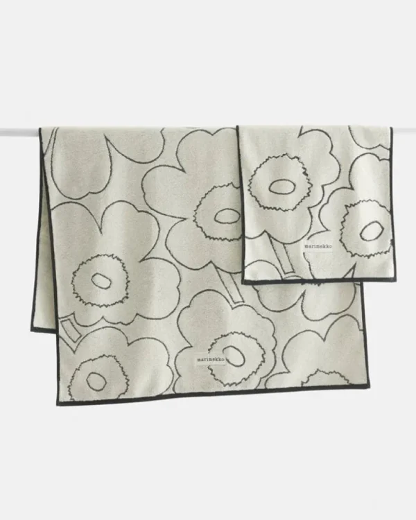 Marimekko Piirto Unikko badlakan, 100 x 160 cm, elfenbensvitt - svart