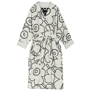 Marimekko Piirto Unikko morgonrock, elfenbensvit - svart