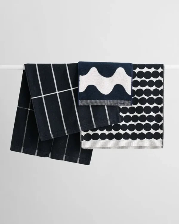 Marimekko Räsymatto handduk, svart - vit