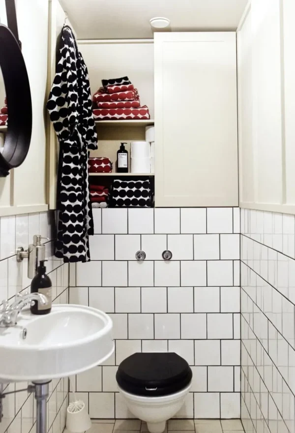 Marimekko Räsymatto morgonrock, svart - vit