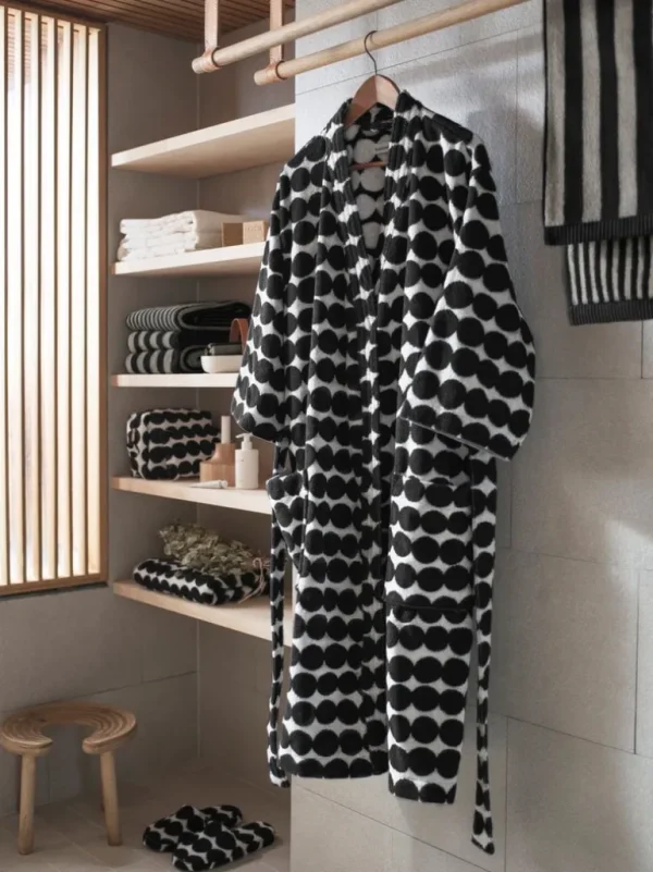 Marimekko Räsymatto morgonrock, svart - vit