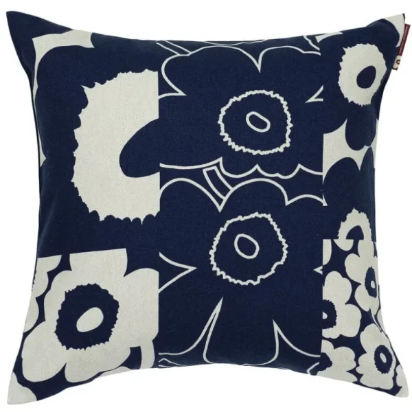Marimekko Unikko Kollaasi, kuddfodral, 50 x 50 cm, linne - mörkblå