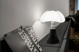 Martinelli Luce Minipipistrello bordslampa, sladdlös, mörkbrun