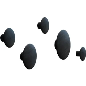 Muuto Dots Wood klädkrokar, 5-pack, svart