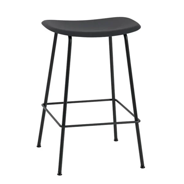 Muuto Fiber barstol, rörbas, svart
