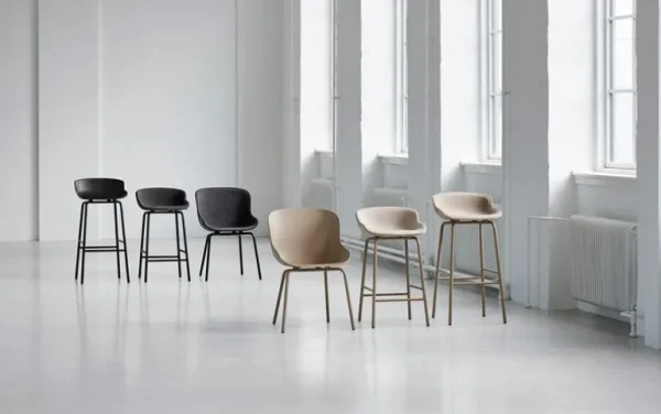 Normann Copenhagen Hyg barstol, 75 cm, svart - svart läder Ultra