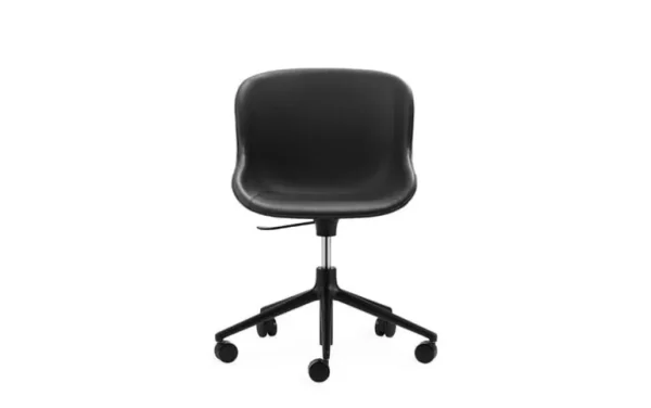 Normann Copenhagen Hyg stol med 5 hjul, svängbar, svart - svart läder Ultra