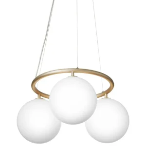 Nuura Miira 3 Circular pendellampa, mässing - opalvit