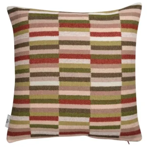 Ru00f8ros Tweed Røros Tweed Ida kudde, 50 x 50 cm, oliv - vinröd