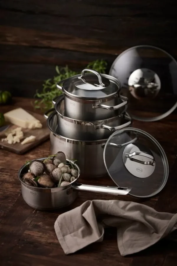 Ru00f6sle Rösle Elegance kastrullset, 4 kastruller med 3 lock, stål