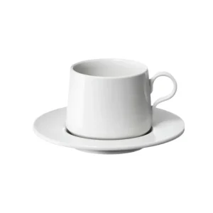 Sabato Kaffekopp med fat, 200 ml, elfenbensvit