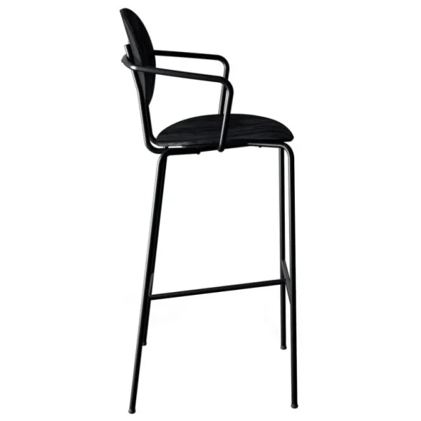 Sibast Piet Hein barstol med armstöd 75 cm, svart - svartlackerad ek