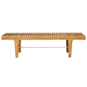 Sibast RIB låg bänk, teak - rostfritt stål