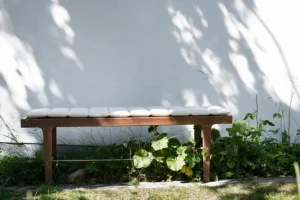 Sibast RIB låg bänk, teak - rostfritt stål