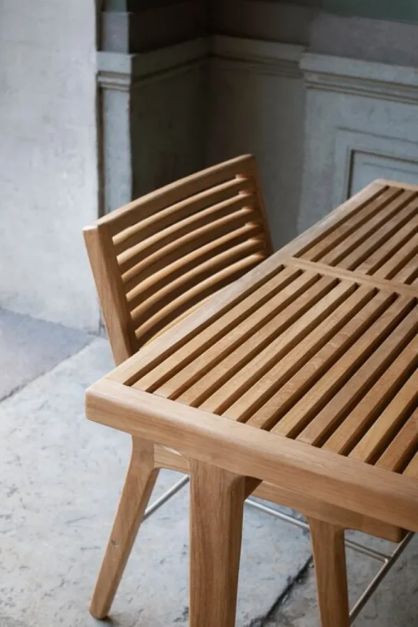 Sibast RIB matbord, 180 x 100 cm, teak - rostfritt stål