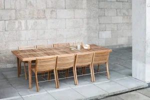 Sibast RIB matbord, 180 x 100 cm, teak - rostfritt stål