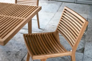 Sibast RIB matbord, 100 x 100 cm, teak - rostfritt stål