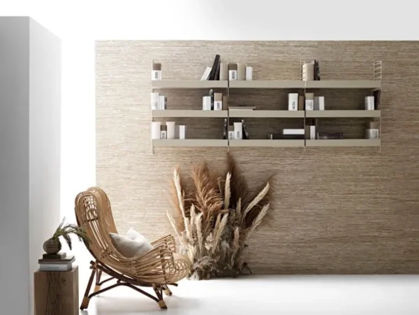 String Furniture String metallhylla 58 x 30 cm, hög, beige