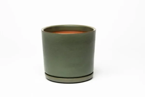 Vaidava Ceramics Moss blomkruka med fat, M, mossgrön