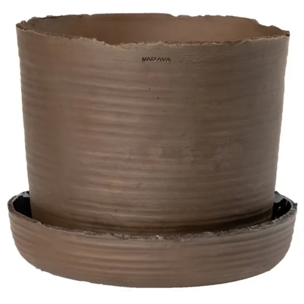Vaidava Ceramics Soil kruka med fat, XXL, brun